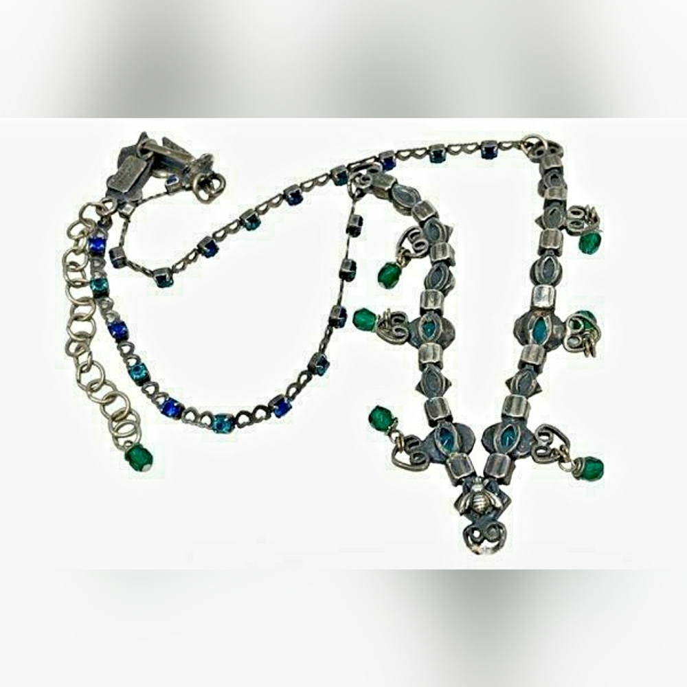 Mermaid Mary DeMarco Cat's Eye, Crystal & Rhinestone Chevron Ocean Necklace - Picture 12 of 15